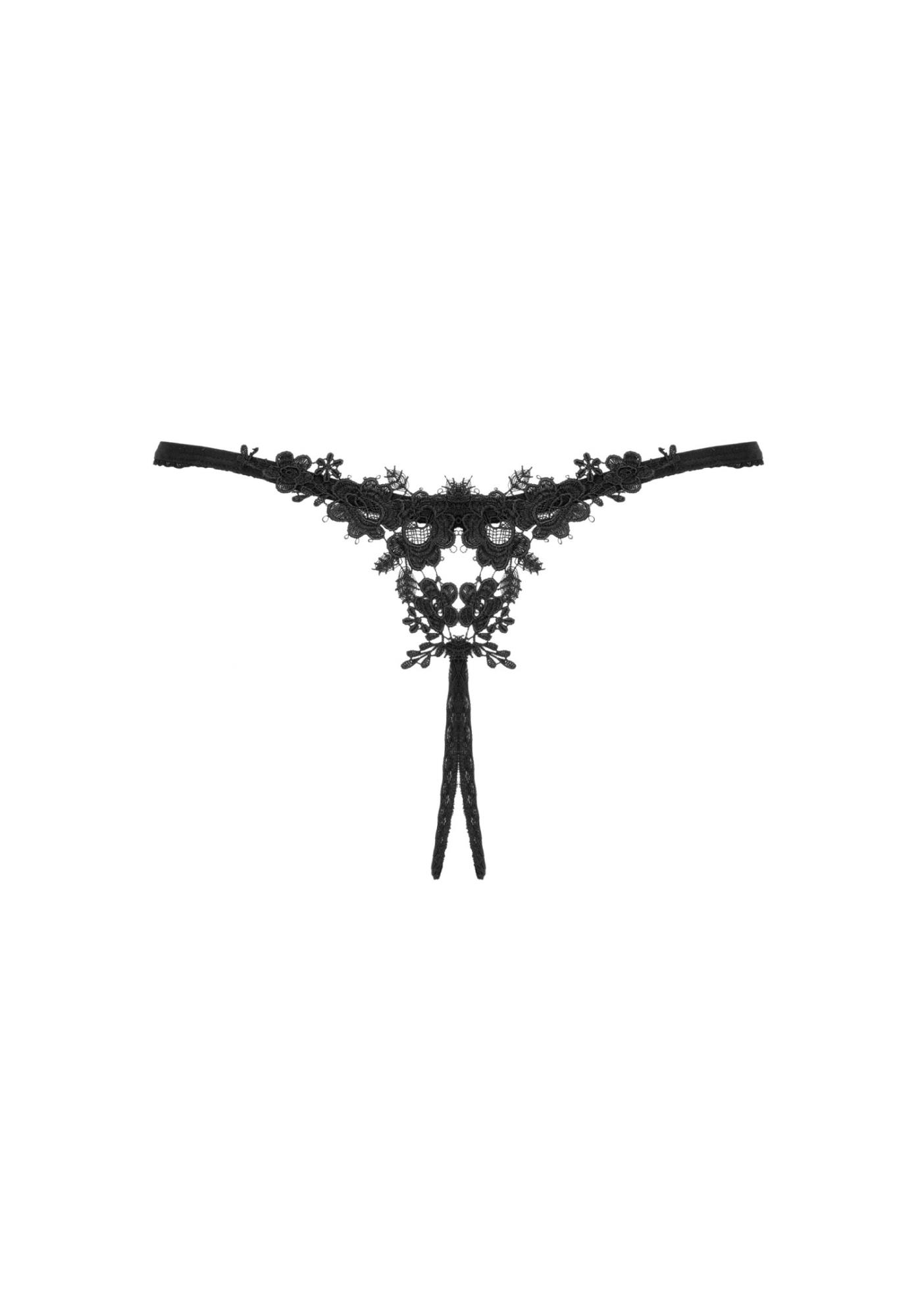 Celia noir crotchless thong   xs/s